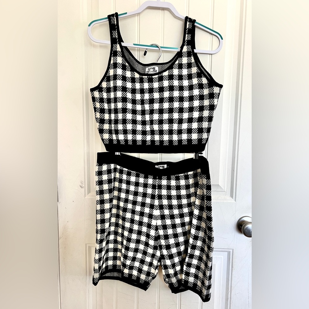 Future Collective gingham knit bike shorts, size XL, BNWT